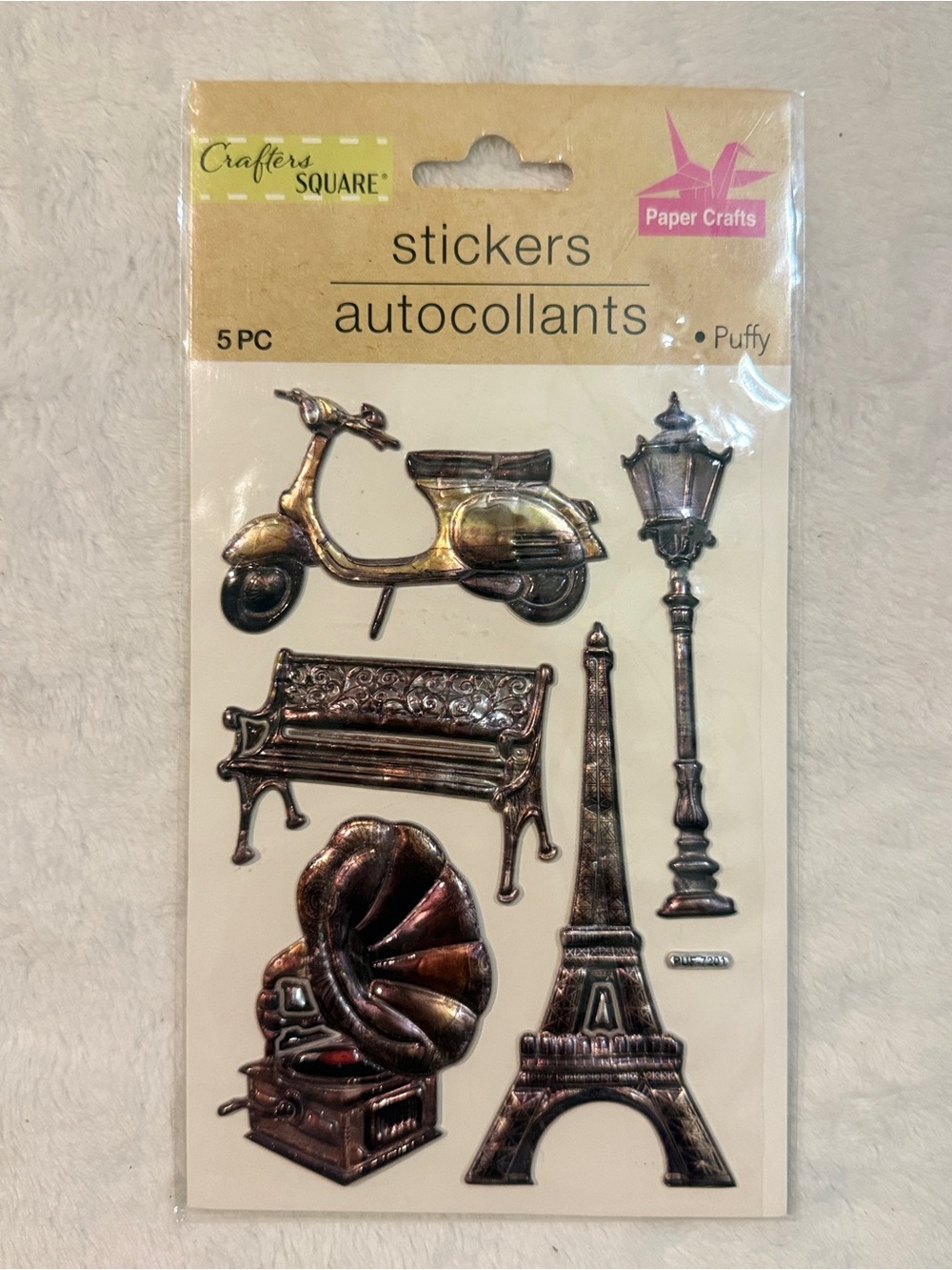💜 Crafters Square Puffy Metallic Bronze Paris Icons - Discontinued